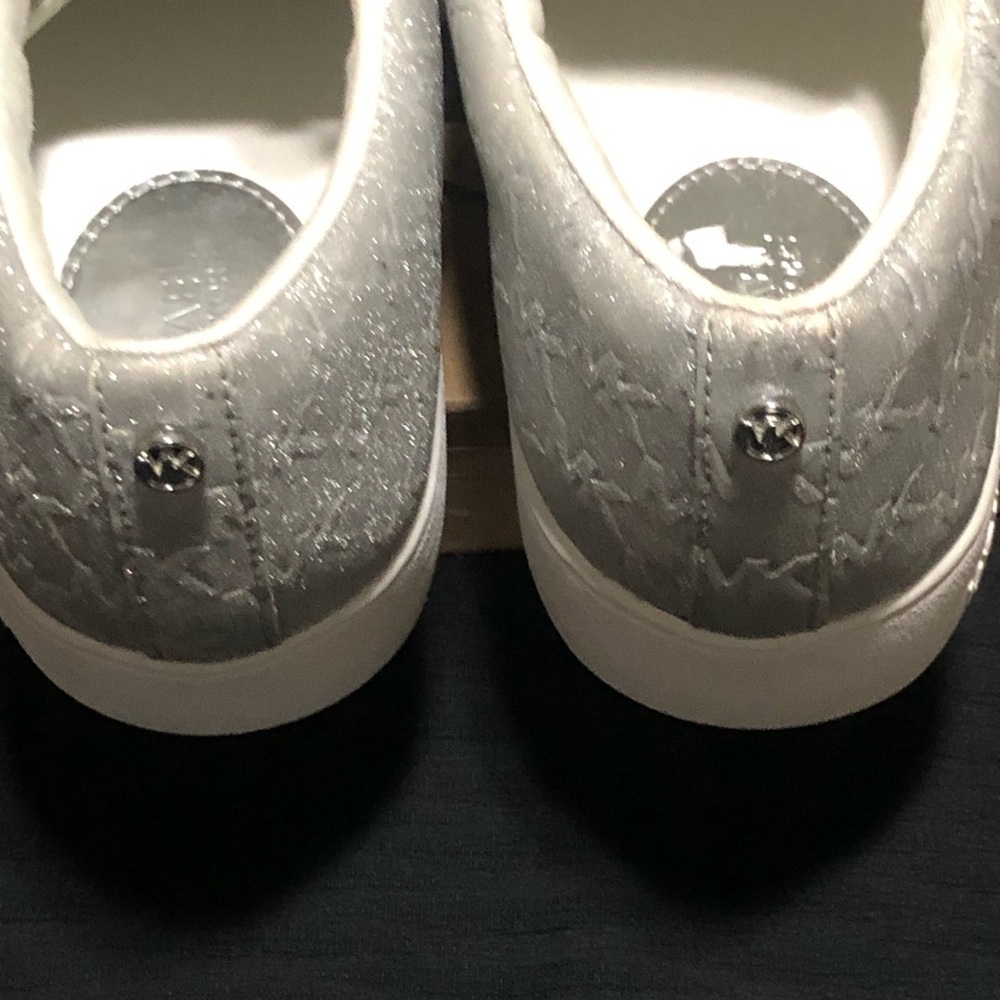 Michael Kors Keaton Low Trainers, Size 11, JC25G, Leather, White/Sliver - Picture 6 of 7